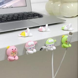 2 件/套卡哇伊卡通電纜夾卡哇伊 USB 充電器數據線固定器可愛繞線器耳機壁鉤衣架桌面整理器