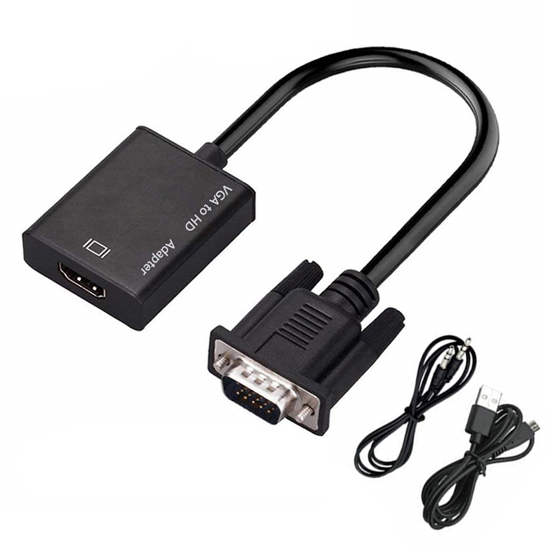Vga 公頭轉 HDMI 兼容母頭轉換器適配器電纜,帶音頻輸出 1080P VGA 高清適配器,適用於 PC 筆記本電腦