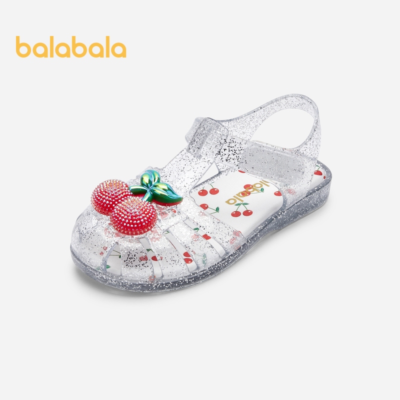 Balabala兒童涼鞋女童鞋2024夏季新款沙灘鞋時尚鏤空甜美果凍鞋