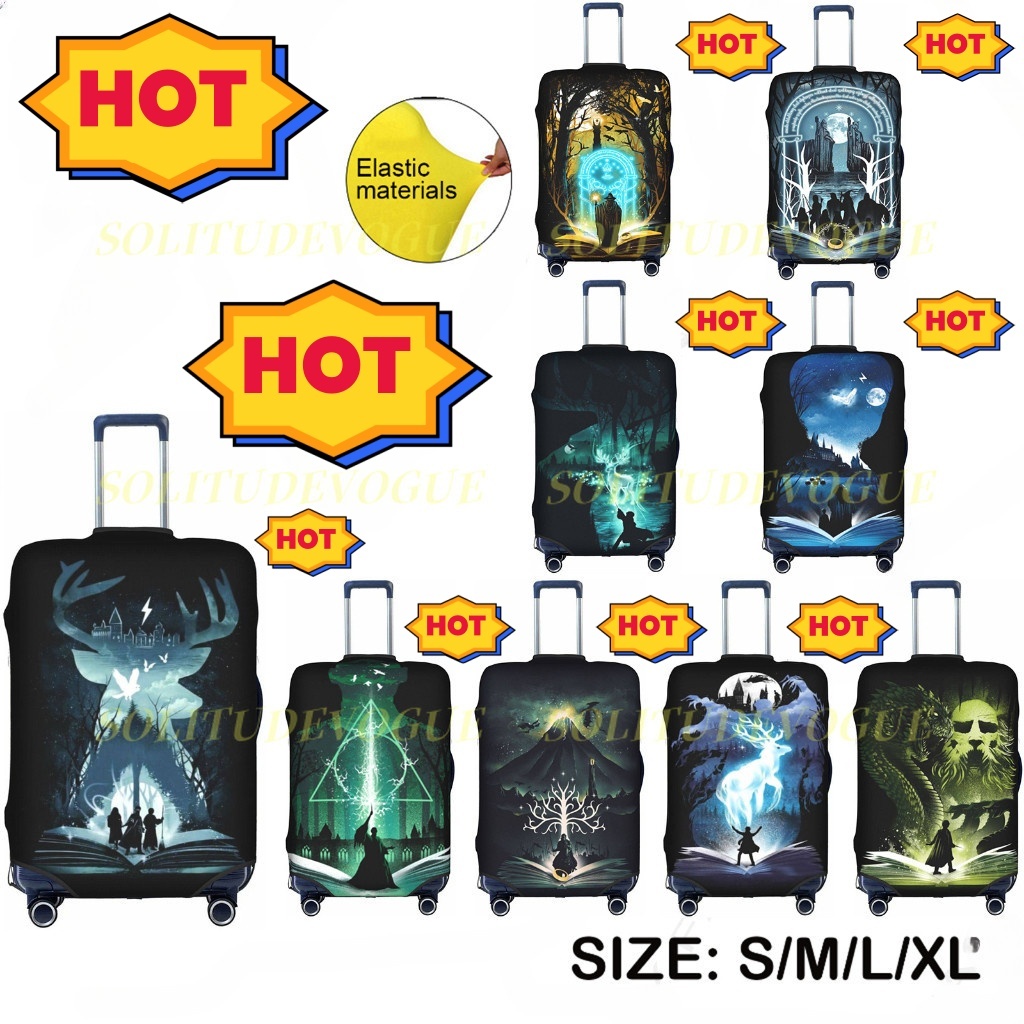 哈利波特可水洗旅行行李套搞笑卡通手提箱保護套適合 18-32 英寸行李箱