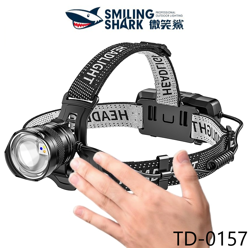 微笑鯊正品 TD0157 強光頭燈 M60*3Led超亮頭燈 白黃藍3光源 Type-充電變焦多功能頭燈 戶外釣魚登山