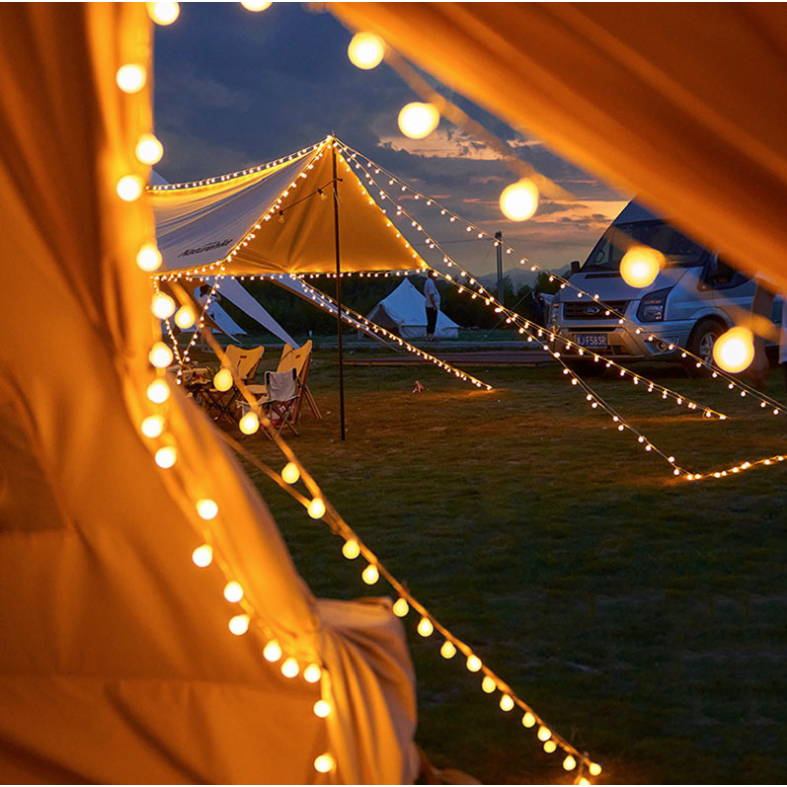 led燈串發光氣泡球波波球防水球泡滿天星露營帳篷戶外氛圍燈串