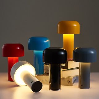 LED檯燈 創意蘑菇燈 北歐時尚創意充电台灯 蘑菇小夜灯 床頭燈 餐厅氛圍燈 酒吧檯燈 USB便携觸摸式台灯