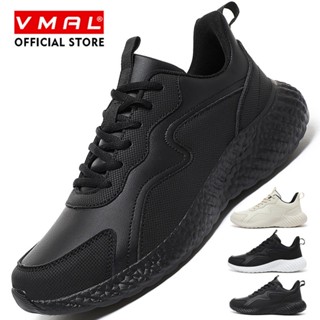 Vmal 高品質男士休閒鞋繫帶時尚黑色運動鞋適合日常休閒 39~48