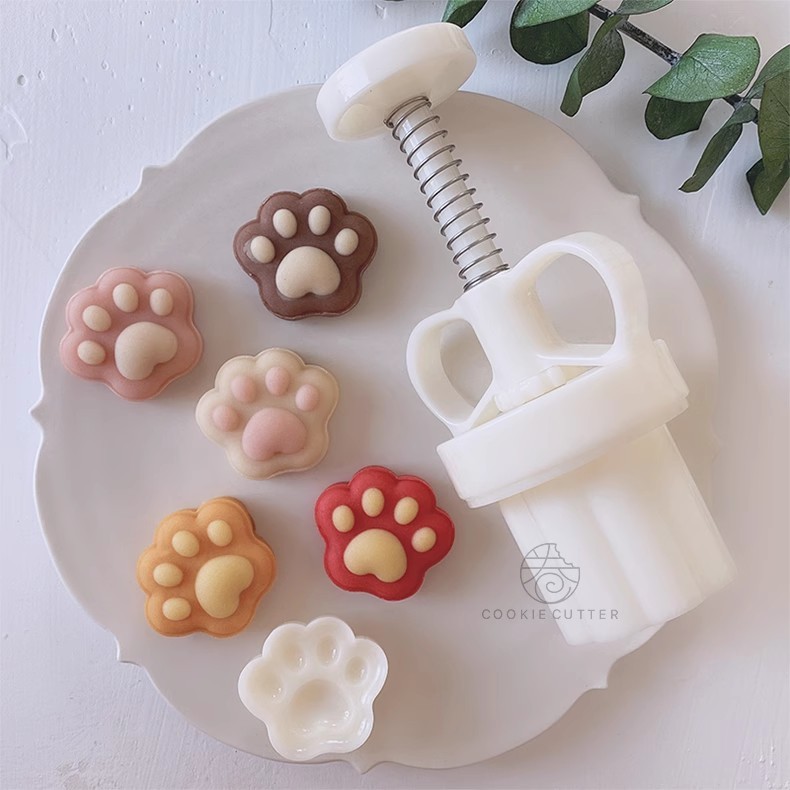 20g迷你月餅模具創意貓爪形狀動物圖案餅乾糕點郵票新穎diy菠蘿蛋糕設備烘焙壓花機