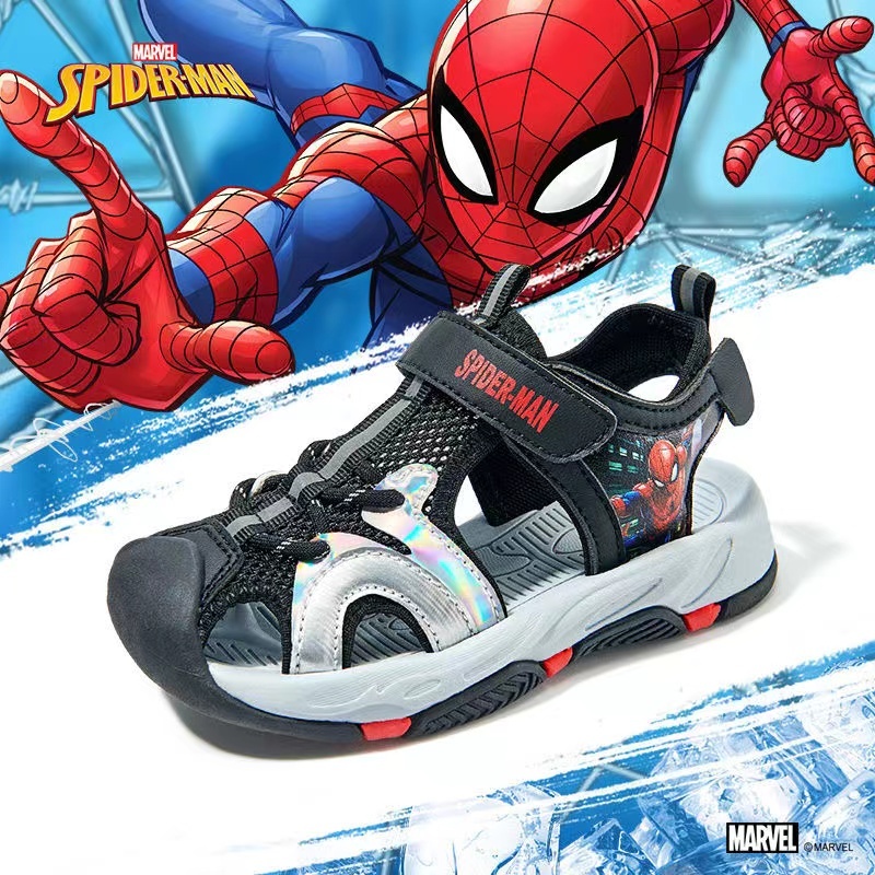 MARVEL 迪士尼漫威英雄男童涼鞋蜘蛛俠美國隊長夏季透氣運動涼鞋時尚兒童運動鞋