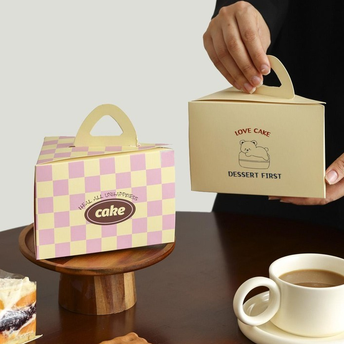 【客製化】【情人節蛋糕包裝】三角 蛋糕盒子 包裝盒 甜品 打包盒 慕斯 切塊 榴蓮 千層 蛋糕 手提 烘焙西點