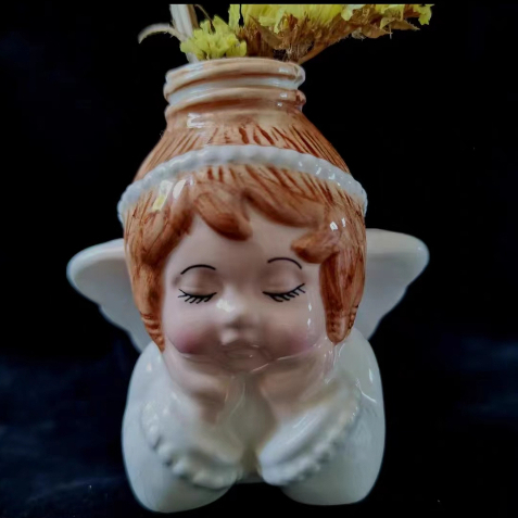 買一送一 陶瓷 小花瓶 女孩小天使 桌面小擺件 擺飾 乾燥花鮮花花器 花插