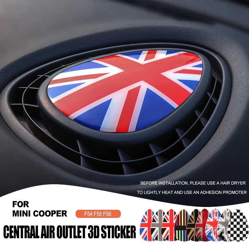 英國國旗中心出風口 3D 專用蓋子保護貼紙貼花適用於 MINI COOPER F54 F55 F56 Clubman 內