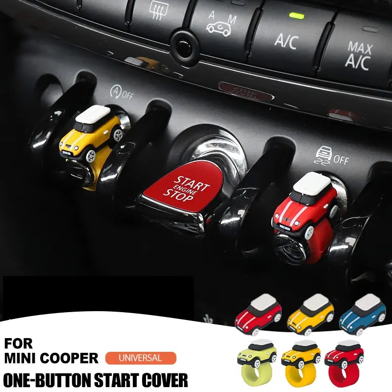 適用於 Mini Cooper 通用汽車矽膠一鍵啟停貼紙蓋飾內飾汽車配件裝飾