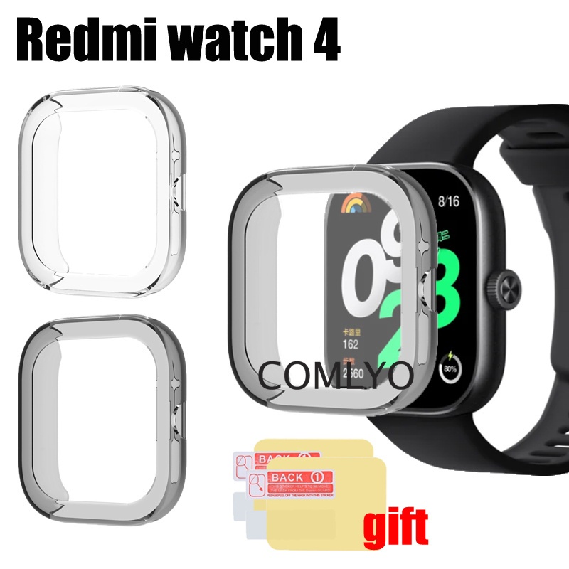 適用於 Redmi 手錶 4 保護殼 Smartwatch TPU 軟半蓋保護保險槓外殼女士男士屏幕保護膜