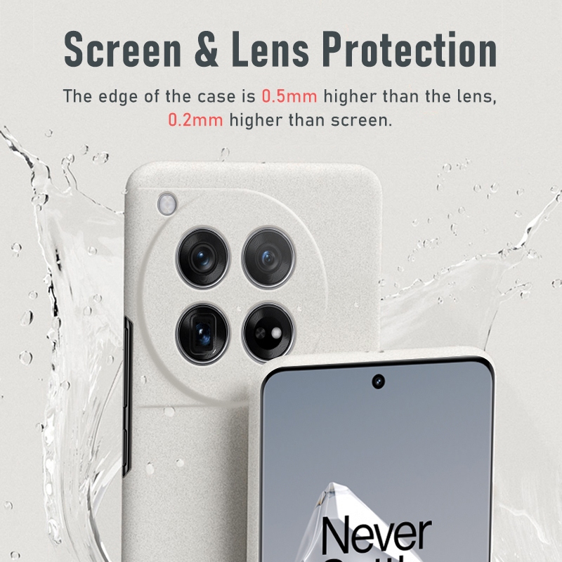 適用於 OnePlus 12 12R 外殼硬塑料沙色超薄手機殼保護套