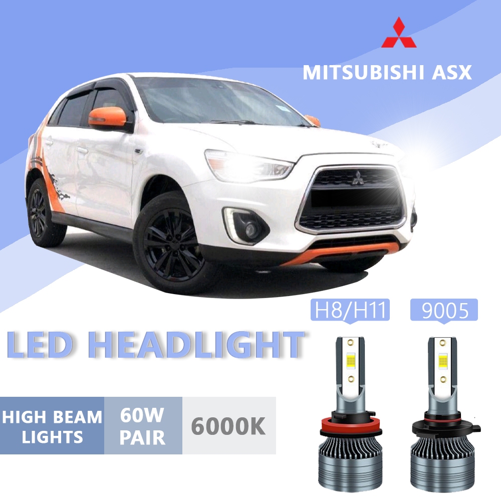 2pcs 適用於 MITSUBISHi Asx H8 H11 9005 LED 超亮高/低光束前照燈 LED 前照燈燈泡