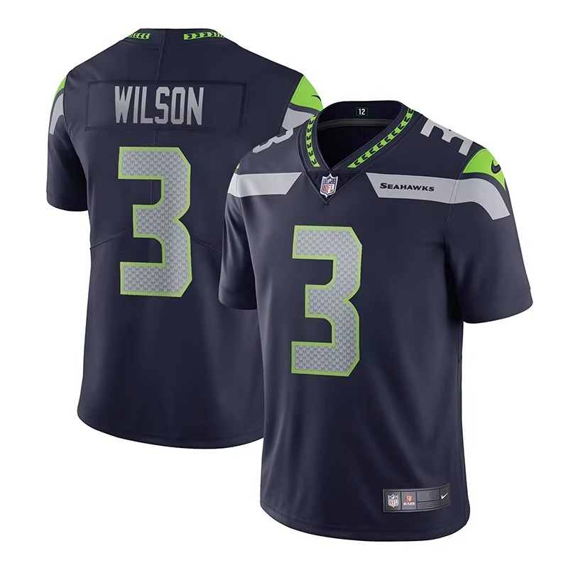 火熱NFL西雅圖海鷹Seattle Seahawks橄欖球服3號Russell Wilson刺繡球衣男