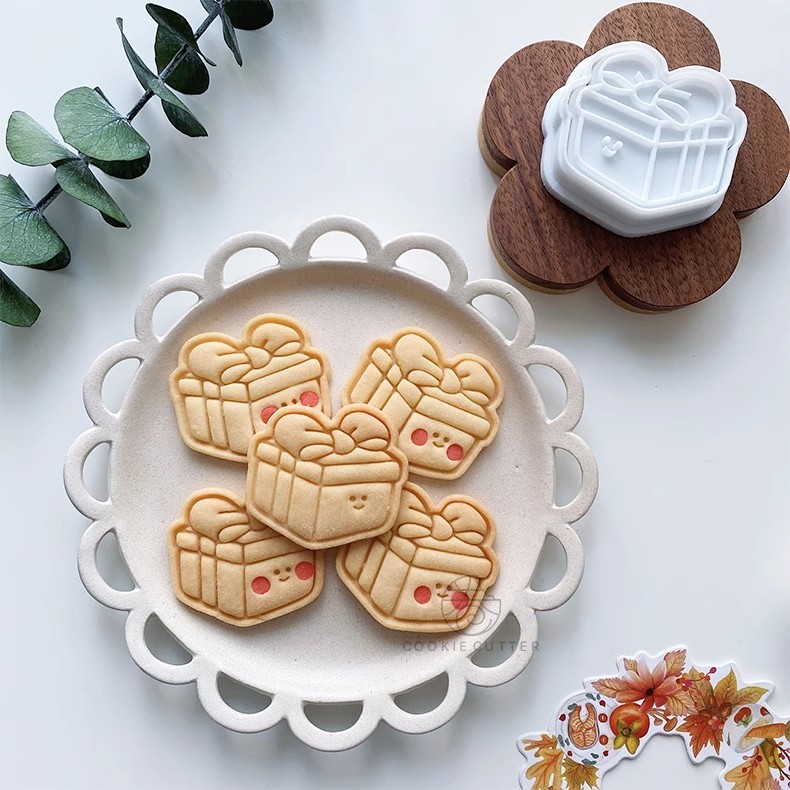 聖誕節情人節禮物禮物圖案曲奇刀母親節餅乾郵票 3D DIY 手壓模具蛋糕裝飾和工具