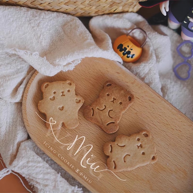 小熊圖案曲奇刀動物造型餅乾郵票情人節手壓糕點模具烘焙裝飾配件廚具