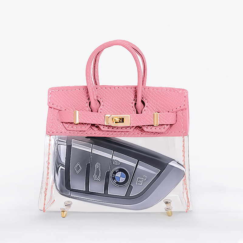 適用汽車通用鑰匙套殼扣精緻小提包可愛網紅女款奧迪寶馬賓士透明