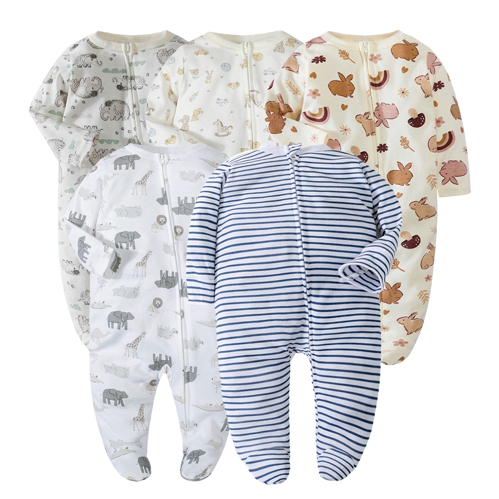 新生嬰兒男孩女孩連身衣,棉質拉鍊嬰兒透氣睡衣
