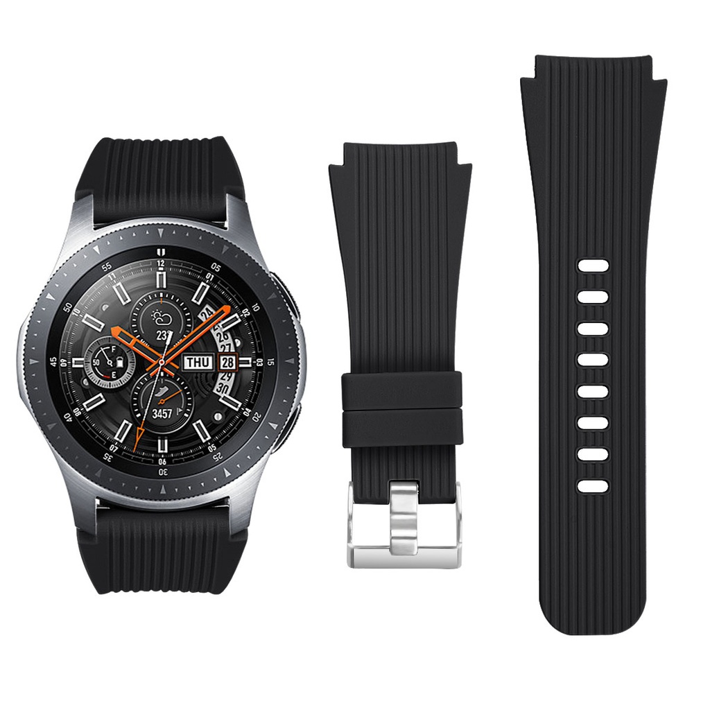 SAMSUNG 適用於三星 Galaxy Watch/三星 Gear S3/華為 GT 的矽膠錶帶軟替換腕帶