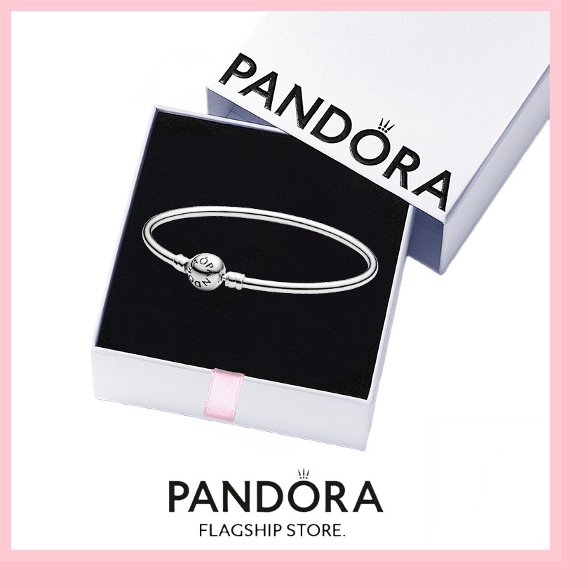 [免稅] Pandora 珠寶 100% 正品 S925 純銀手鍊帶盒承諾 590713 潘多拉時刻手鐲
