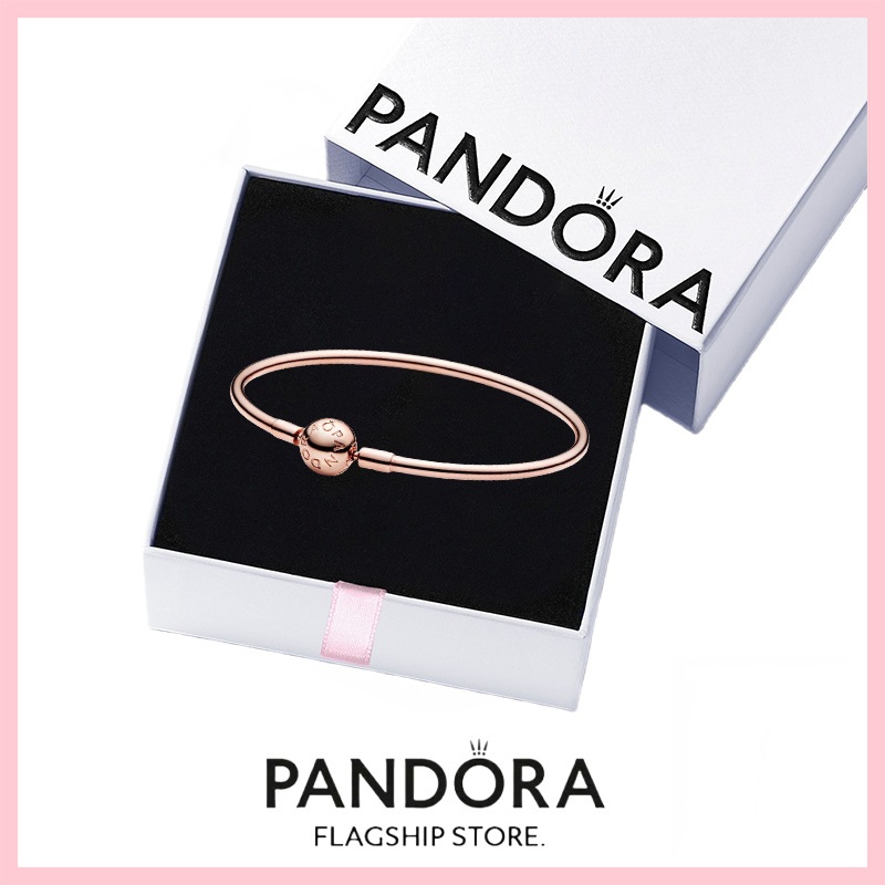 [免稅] Pandora 珠寶 100% 正品 S925 純銀手鍊帶盒承諾 587132 潘多拉時刻手鐲