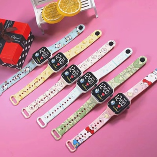 卡通印花錶帶運動手錶 Kuromi 數字防水方形錶盤 LED 手錶兒童學生手錶