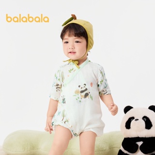 Balabala嬰兒衣服新生兒連體衣嬰兒睡衣夏裝2024新款哈衣抗菌舒適