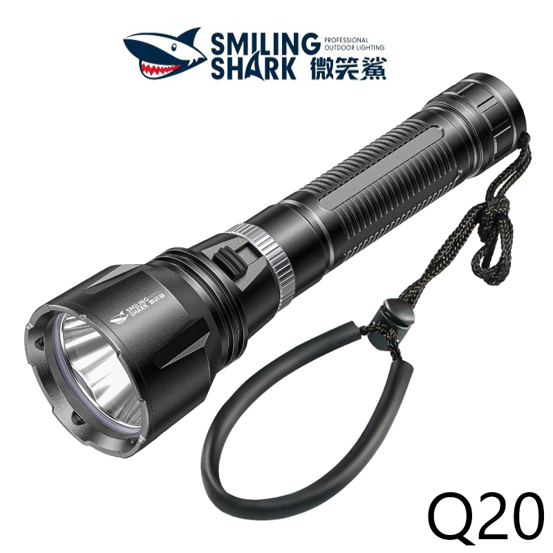 微笑鯊正品 SDQ20 潛水手電筒 led M90強光爆亮手電筒 IPX8專業防水下照明燈 戶外深度潛水照明 水下捕魚蝦