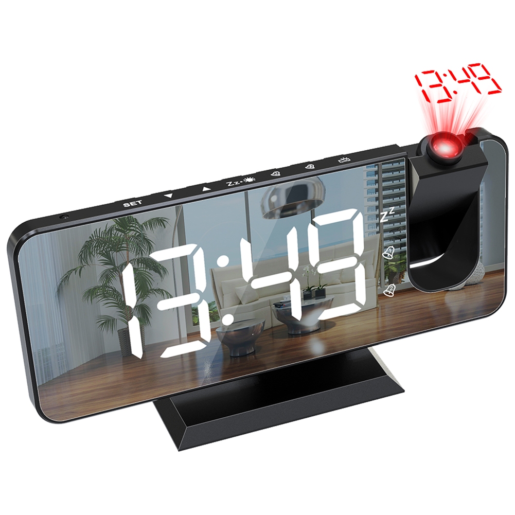 臥室數字投影鬧鐘電池鬧鐘帶天花板投影儀的 LED 台鐘電子桌面時鐘