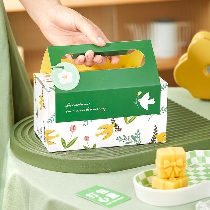 【現貨】【綠豆糕包裝盒】綠豆糕包裝盒 手提 糖果 點心 蛋黃酥 雪媚娘 雪花酥 磅蛋糕 餅乾 打包盒