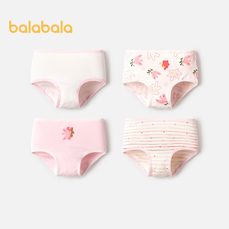Balabala 女童內衣兒童三角短褲蹣跚學步嬰兒兒童青少年平角內褲 4 件裝