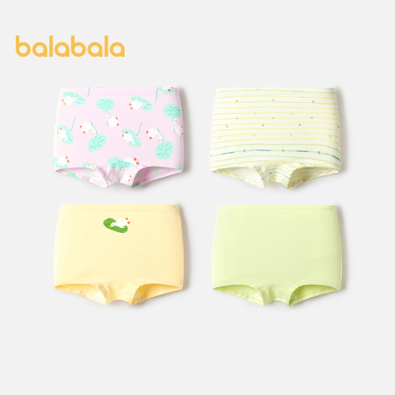 Balabala 嬰兒內衣棉質平角短褲兒童下裝無週期女孩蹣跚學步可愛 4 件裝