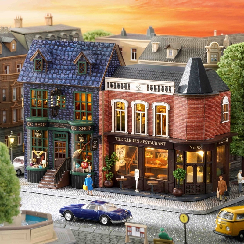 Cutebee 袖珍屋 迷你城市 DIY 娃娃屋 3D 木製微型房子拼圖手工玩具女孩男孩生日禮物