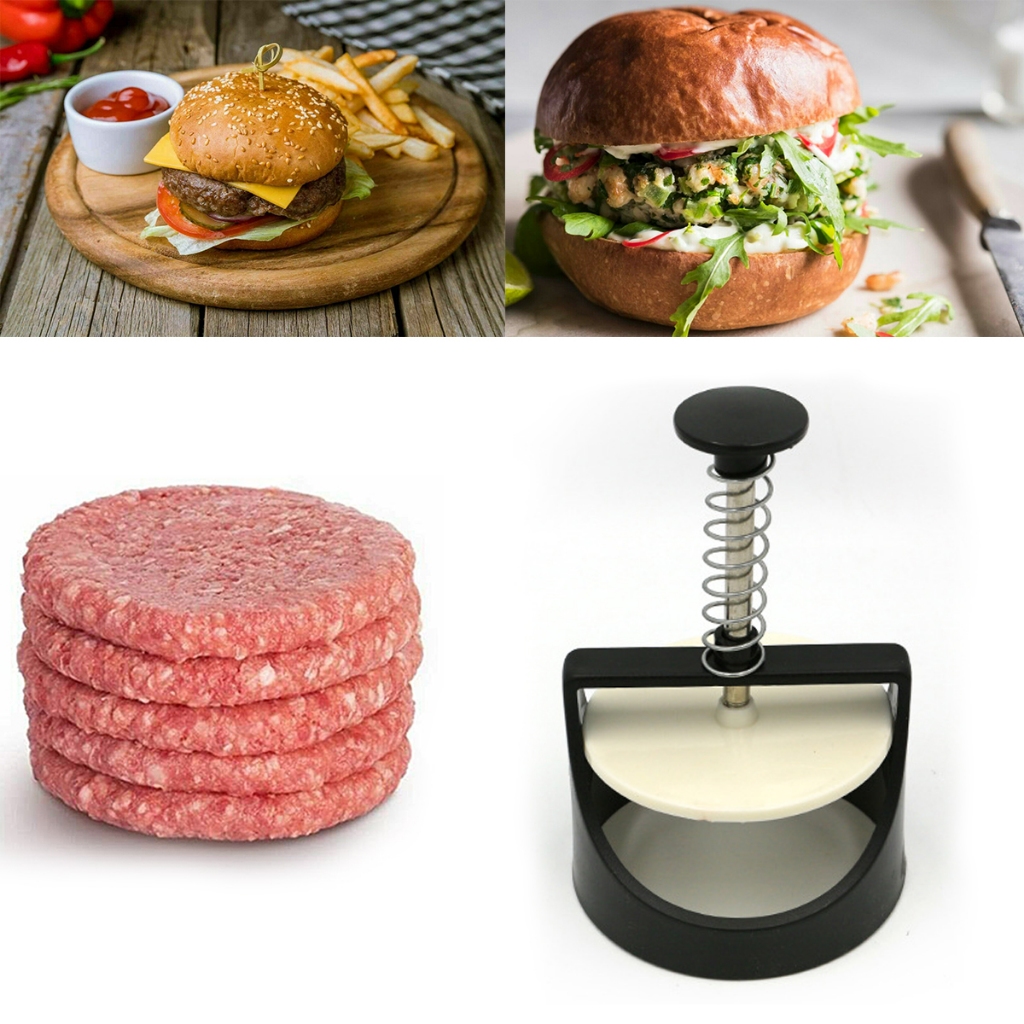 2024 新款手動漢堡肉壓機鋼漢堡壓餅機不粘圓形燒烤牛肉壓模廚房燒烤豬肉燒烤烤盤工具