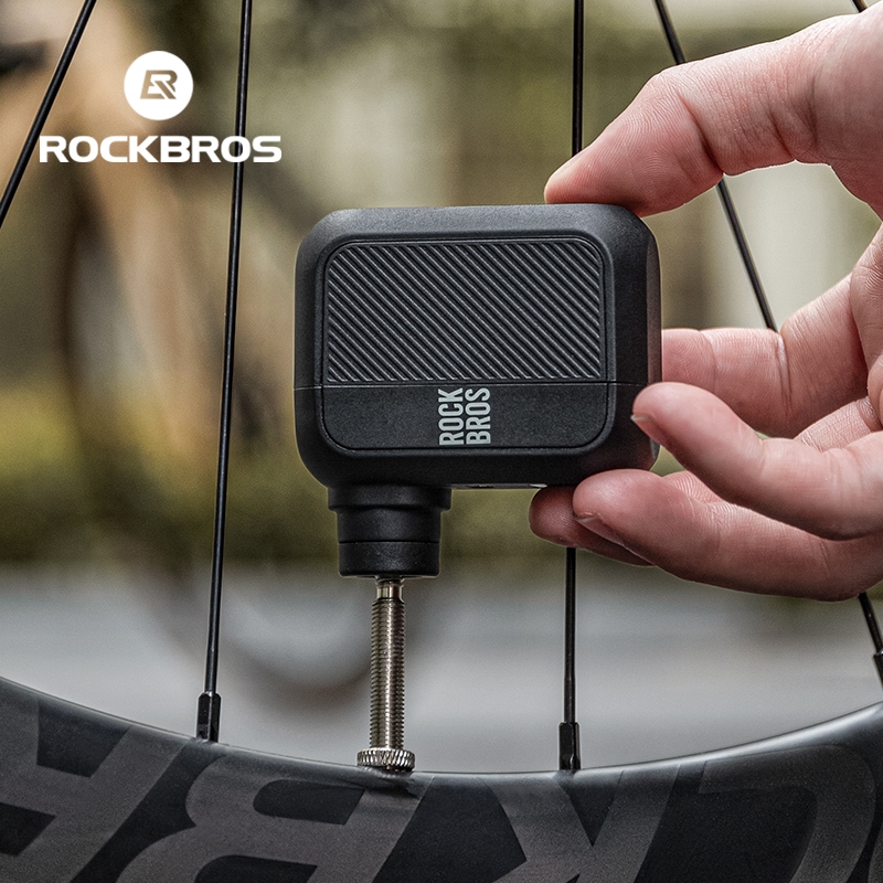 Rockbros 自行車電動氣泵小型便攜式山地自行車公路自行車 100 Psi 快速充氣迷你打氣筒 AV/FV