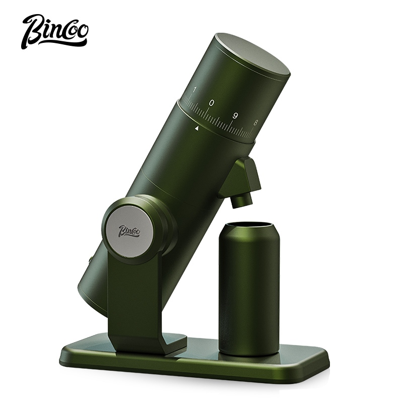BINCOO 望遠鏡電動磨豆機 橄欖綠咖啡豆研磨機 手沖意式現磨 商用 家用