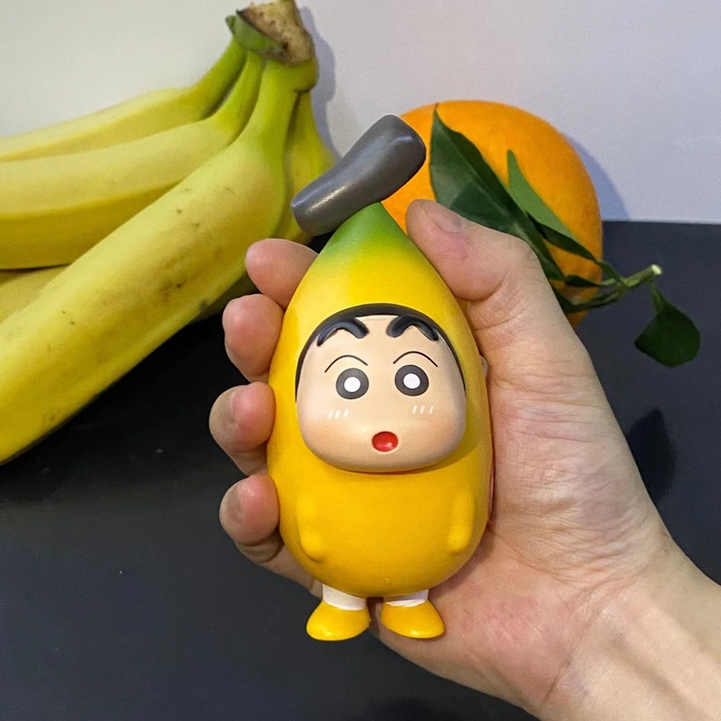 12cm蠟筆小新動漫人物野原信之介cosplay香蕉水果q版pvc可動人偶模型收藏桌面娃娃玩具