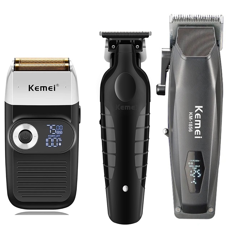 Kemei 2299 專業理髮器理髮器和修剪器套件無繩褪色理髮機組合男士電動箔剃須刀