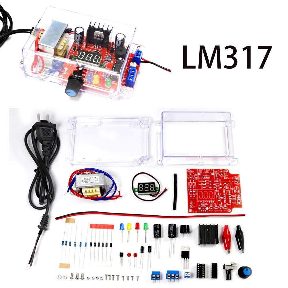 Lm317 電源穩壓器套件 DIY 電子套件套裝 220V 至 DC1.25-12V 電壓表焊接培訓