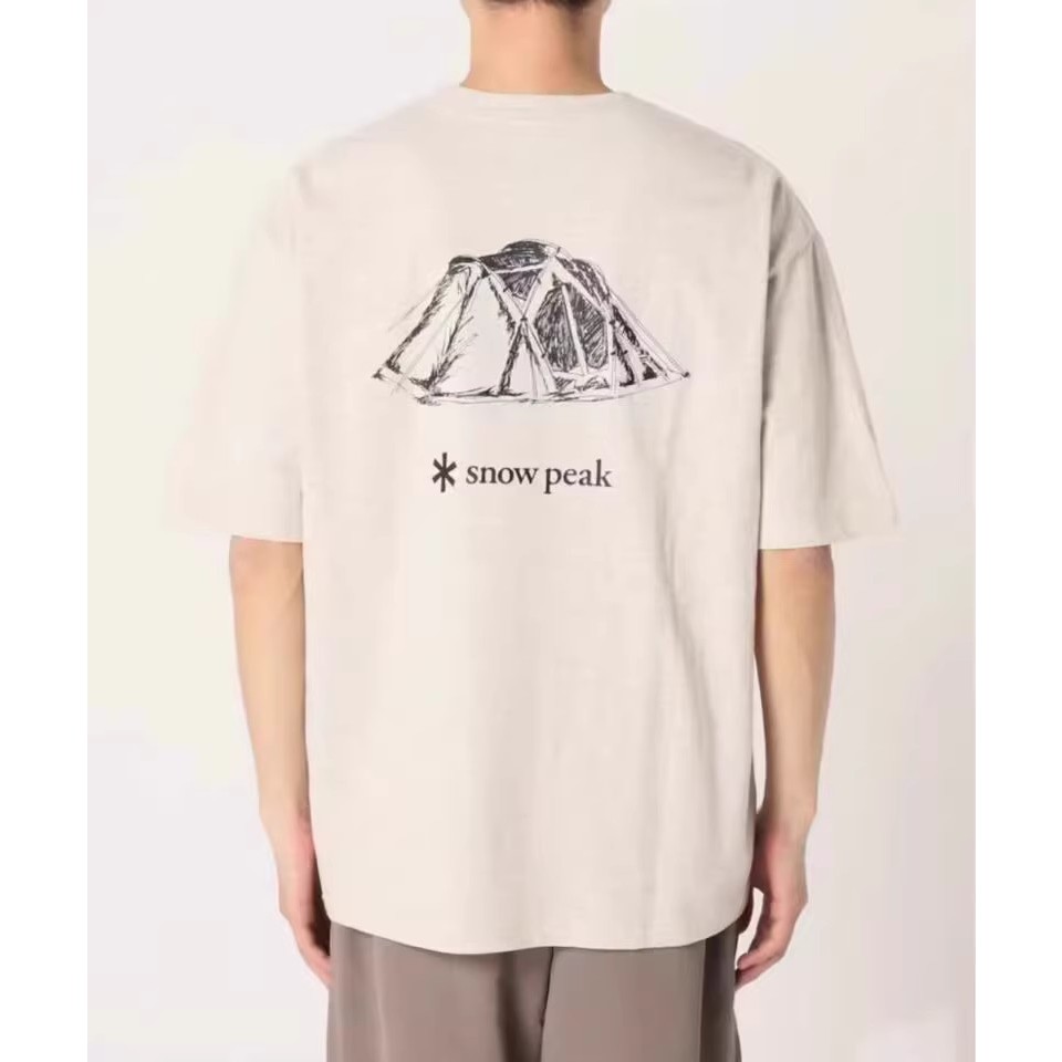 Snow PEAK x JS聯名日本戶外後背帳篷印花功能性短袖男女T恤