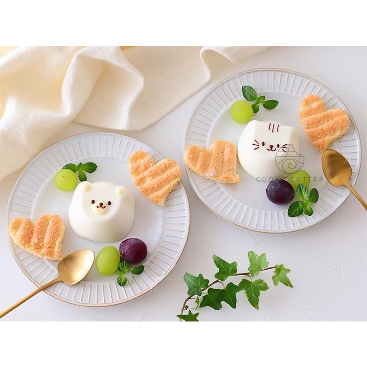慕斯模具小熊小貓花形模具鋁製3d布丁迷你蛋糕鬆餅杯果凍模具貓甜品蛋糕裝飾工具