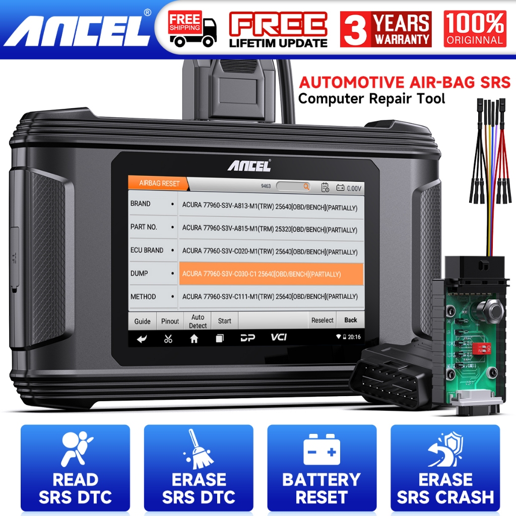 Ancel AR500汽車掃描儀OBD2 SRS氣囊模塊維修工具包