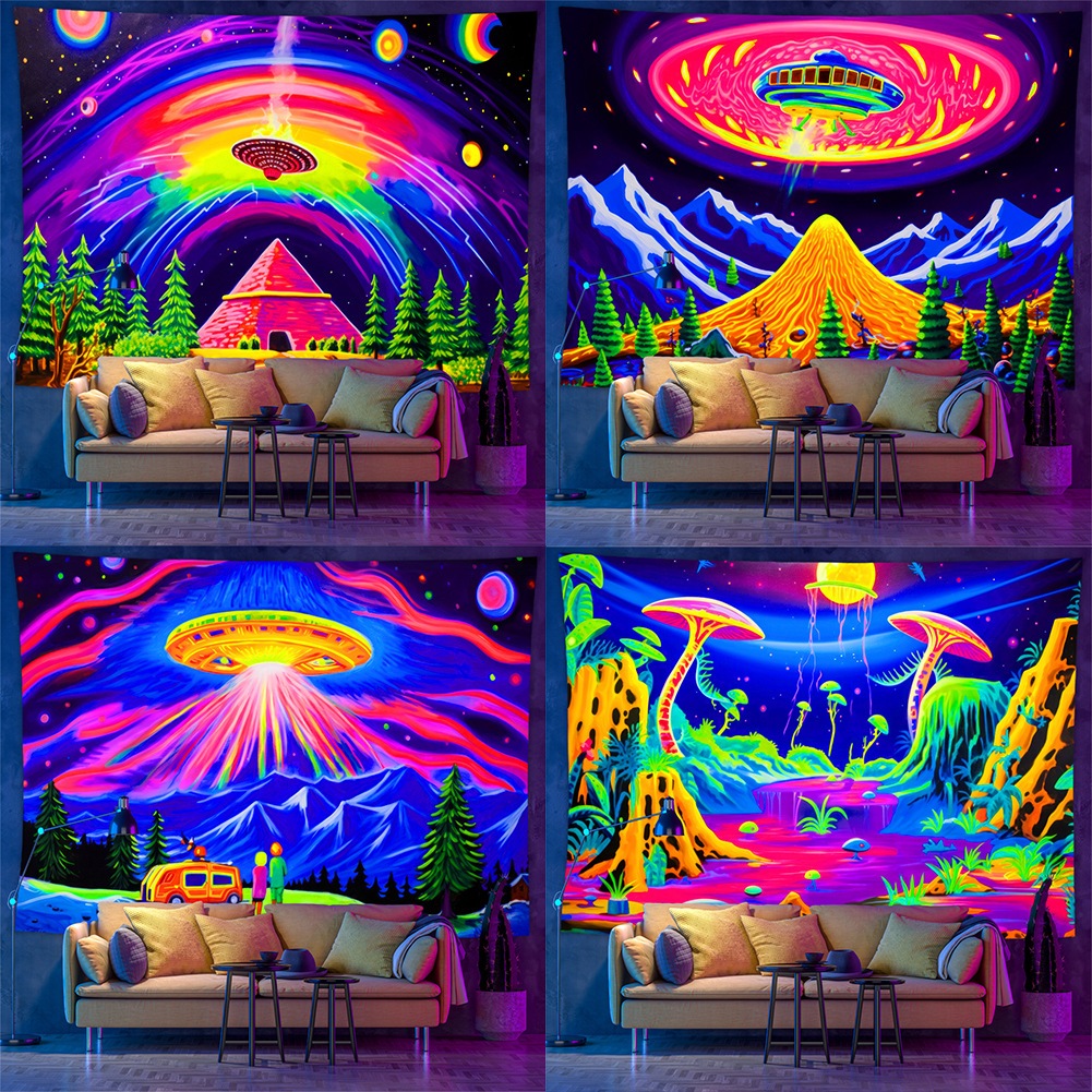 UFO挂毯 INS北歐網紅挂布  多種可選壁毯 酒吧餐廳客廳臥室背景佈 人物图案裝飾 附送掛鈎