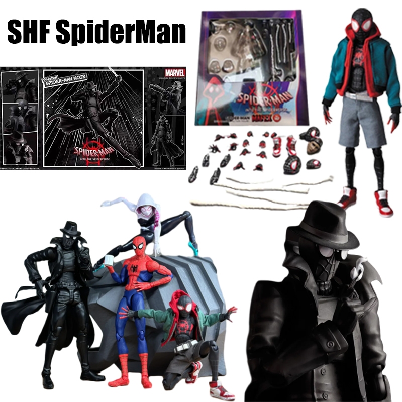 黑蜘蛛俠進入蜘蛛俠宇宙可動人偶玩具 SV SHF 蜘蛛俠黑色格溫邁爾斯莫拉萊斯關節可動裝飾模型
