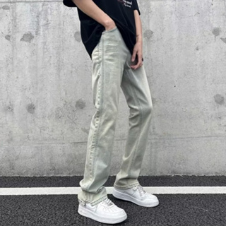 【S-3XL】美式風格復古牛仔褲男士高街直筒百搭休閒緊身長褲