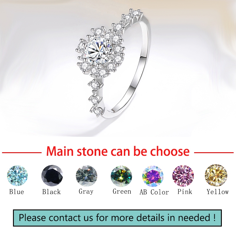 0.5ct 版女士戒指夢幻花朵 100% 925 純銀莫桑石鑽石戒指帶 GRA 證書