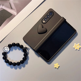 SAMSUNG 韓國可愛花珠戒指手鍊 3D 愛心手機殼適用於三星 Galaxy Z Fold 5 6 Z Fold5 Z