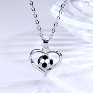 世界盃足球項鍊 時尚白銅材質心形吊墜飾品