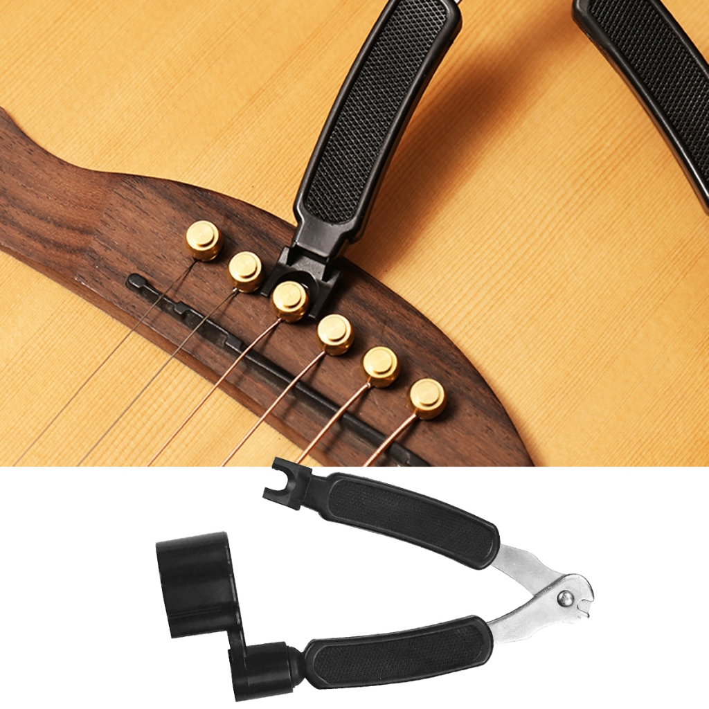1 件裝木吉他換弦工具套裝安裝切割器繞弦捲髮器三合一鉗子弦釘升降器拉拔器電動配件