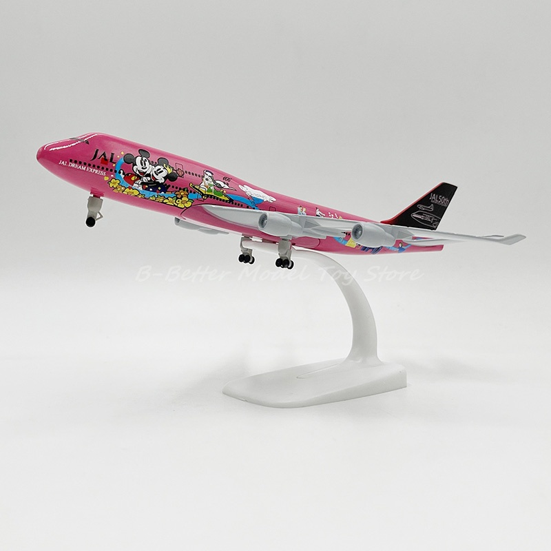 1:350 壓鑄金屬飛機模型玩具日本航空公司 JAL 波音 747 米奇米妮微型複製品